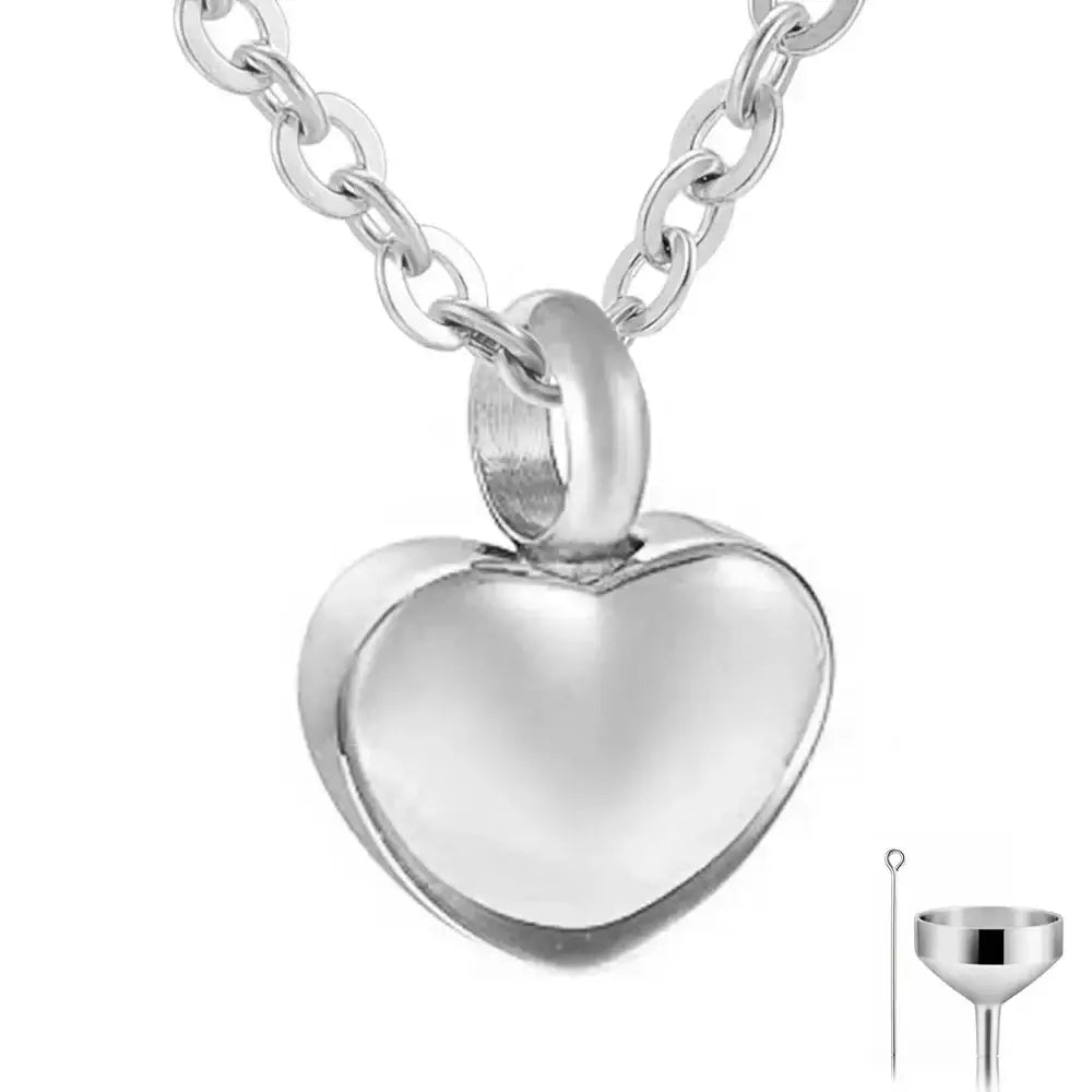 Heart Shaped Memorial Urns Necklace for Ashes in Four Colors silver