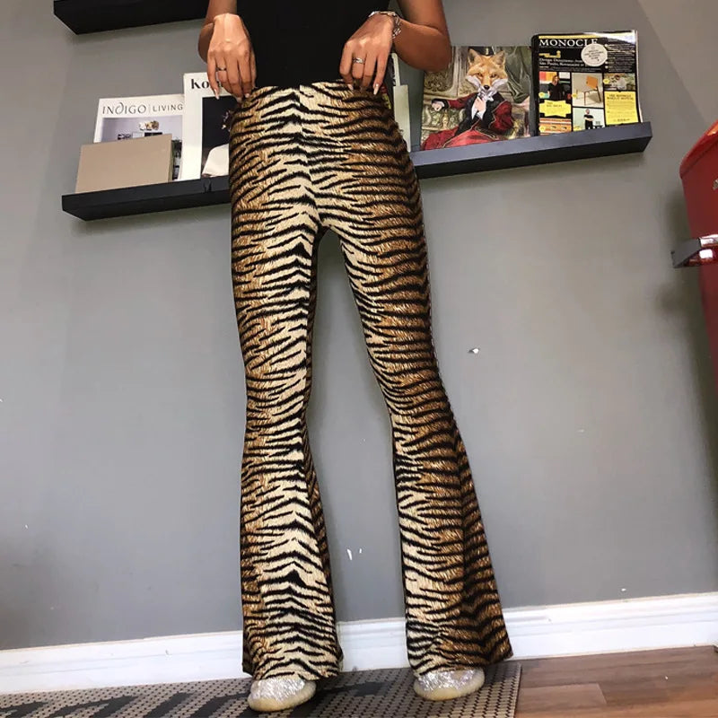 High Waist Leopard Print Flare Leggings For Women Autumn
