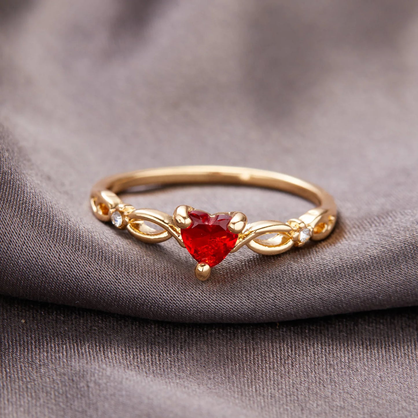 Romantic Rhinestone Heart Ring for Women - Perfect Wedding or Birthday Gift