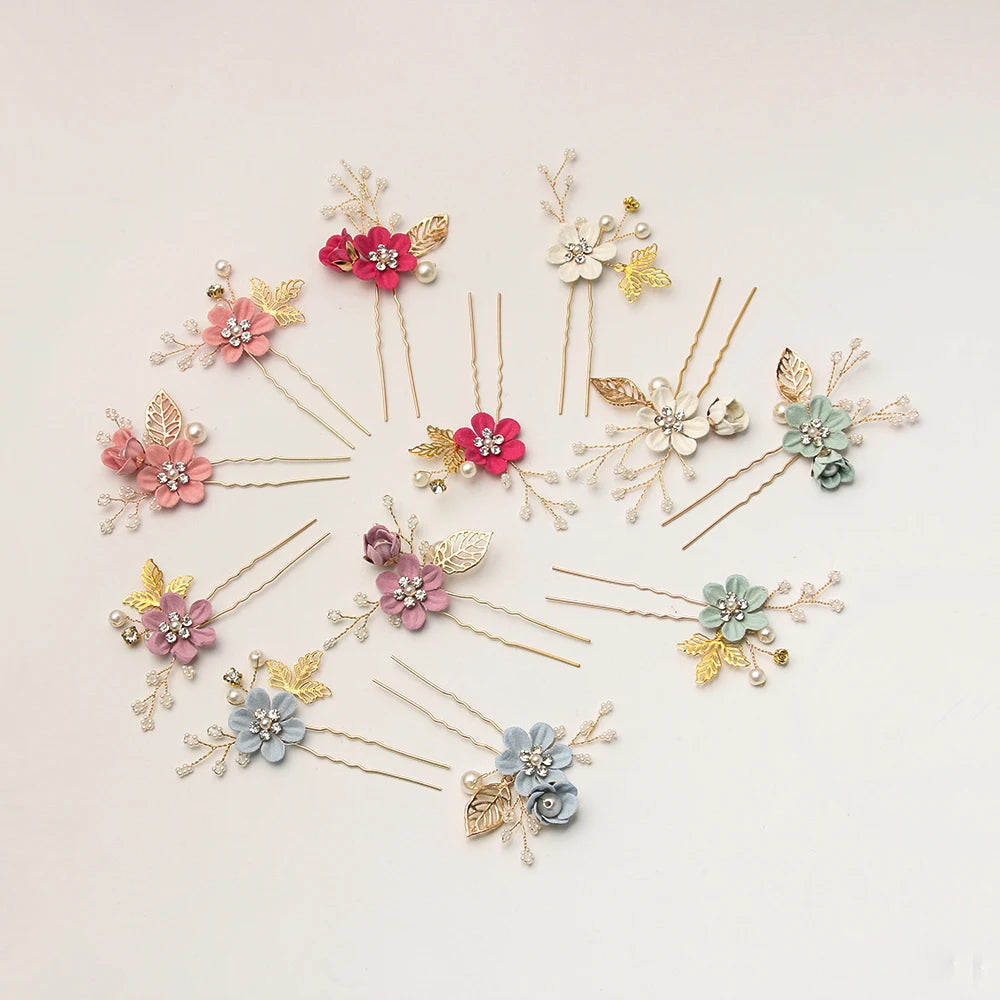 Luxury Crystal Crown Hair Combs - Elegant Bridal Clips with Leaf Design