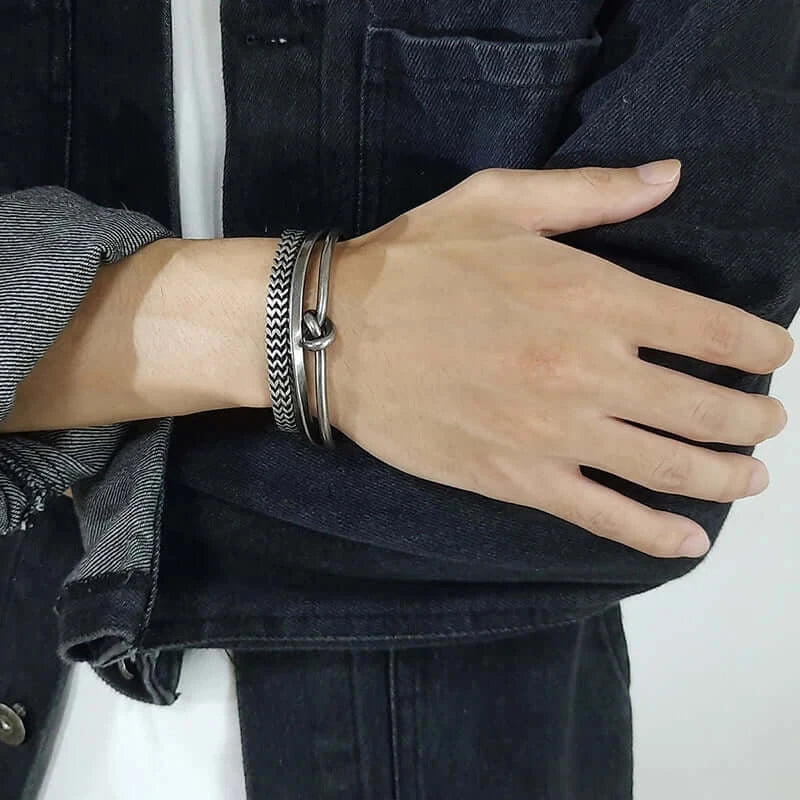 Vnox Vintage Men's Bracelet Set Retro Stainless Steel Gothic Jewelry