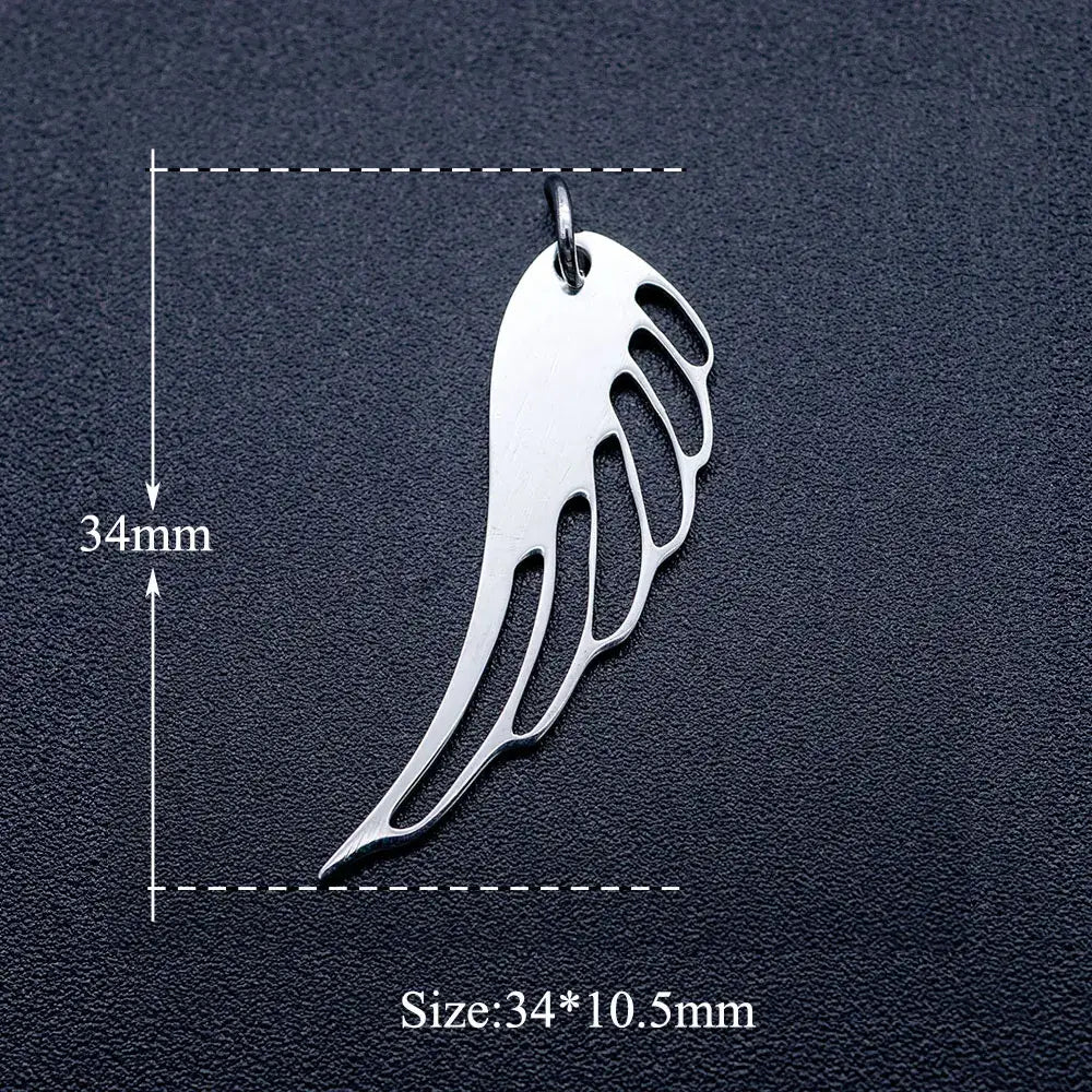 5pcs Angel Wing DIY Charms 316 Stainless Steel Jewelry Connectors JA344-1x5