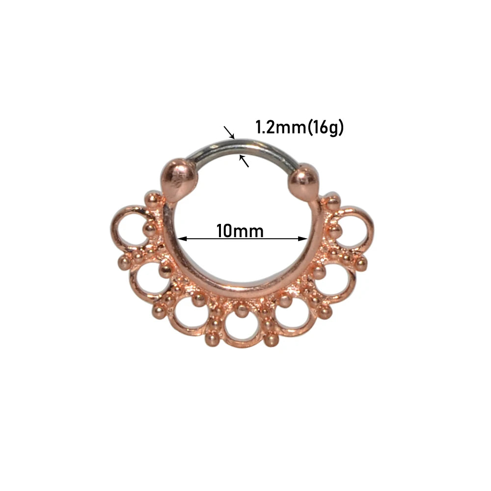 Surgical Steel Indian Nose Septum Ring with Crystal Gem for Women