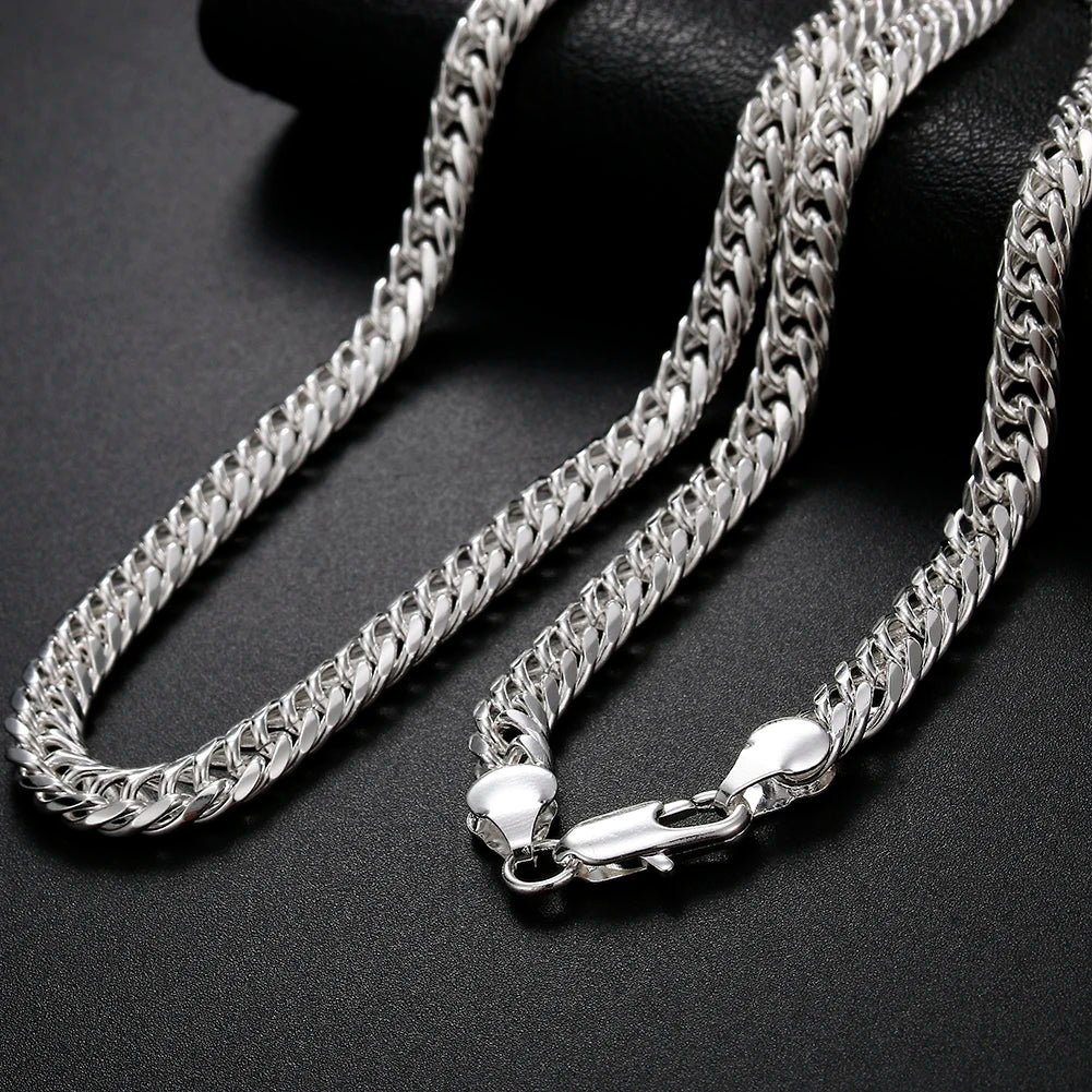 Men's Classic 925 Sterling Silver Figaro Chain Necklace 24 Inch
