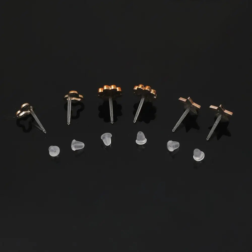 36 Pairs Women's Anti Allergic Stud Earrings Set with Random Styles Including Stars Bows Hearts and Flowers in Gold Color