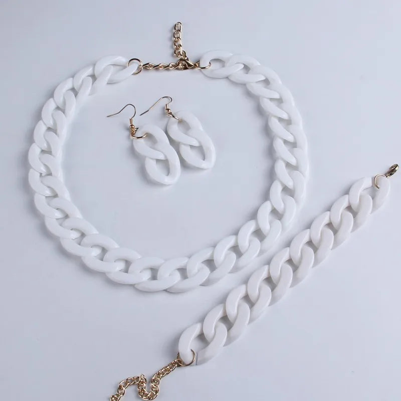 FishSheep Bohemian Candy Color Choker Necklace and Earrings Set for Women 2022 Fashion Jewelry