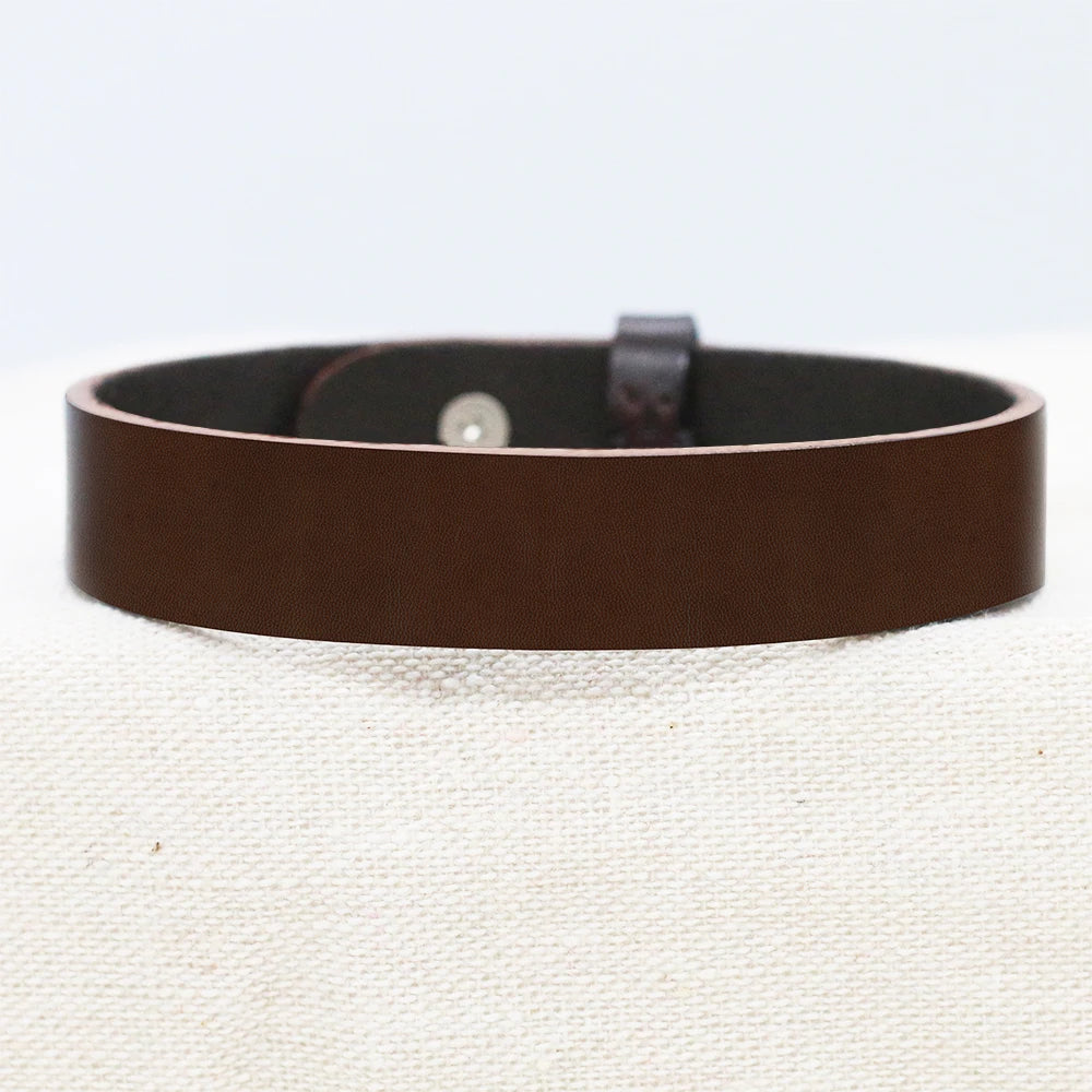 Custom Engraved Leather Bracelet for Men - Personalized Anniversary Gift with Kids Names or Coordinates