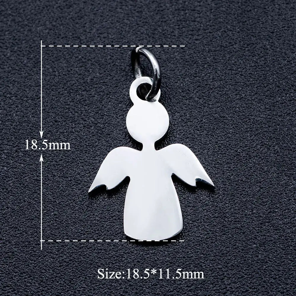 5pcs Angel Wing DIY Charms 316 Stainless Steel Jewelry Connectors JA343-1x5