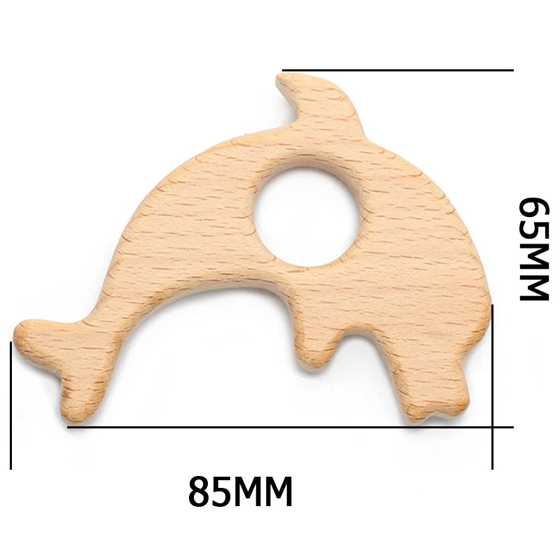Natural Beech Wood Baby Teethers Set in Animal Shapes - Tortoise, Koala, Whale, Turtle - Food Grade Newborn Toys