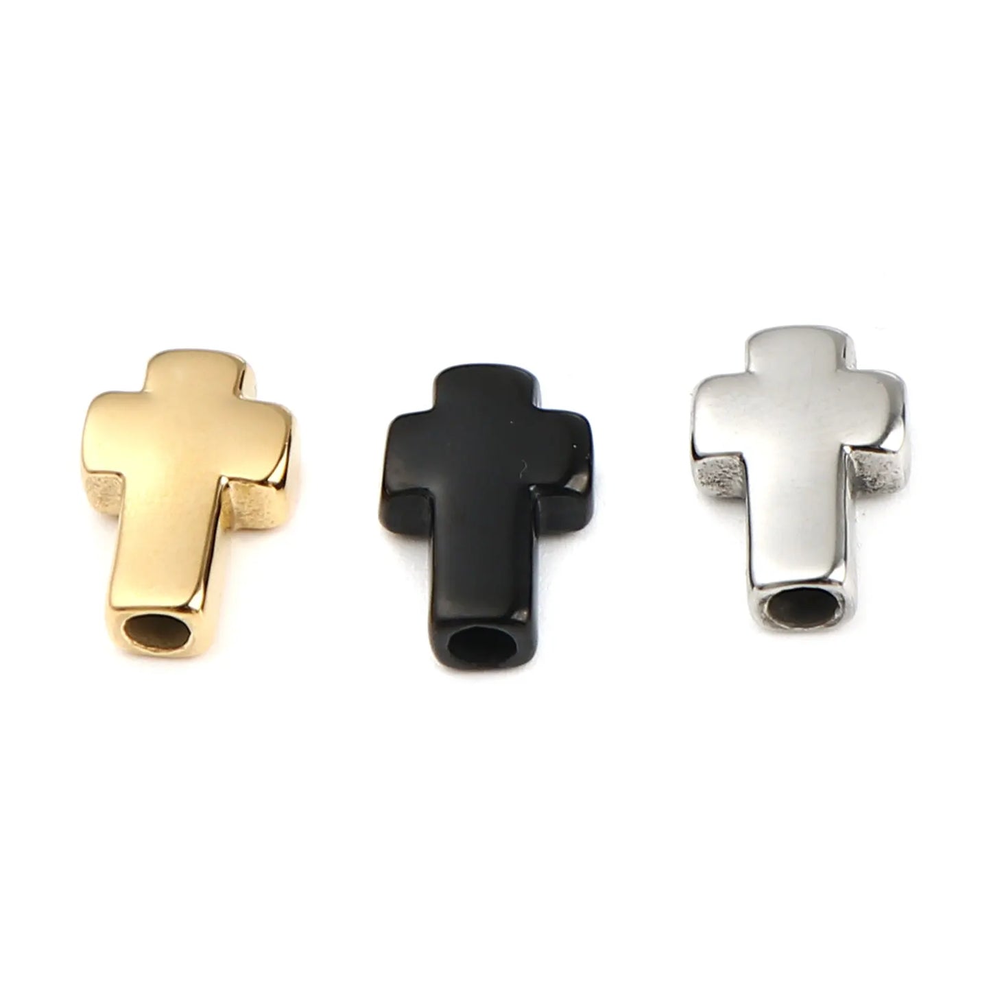 New Trend Stainless Steel Religious Cross Beads in Gold Color 14mm x 10mm with 2.7mm Hole