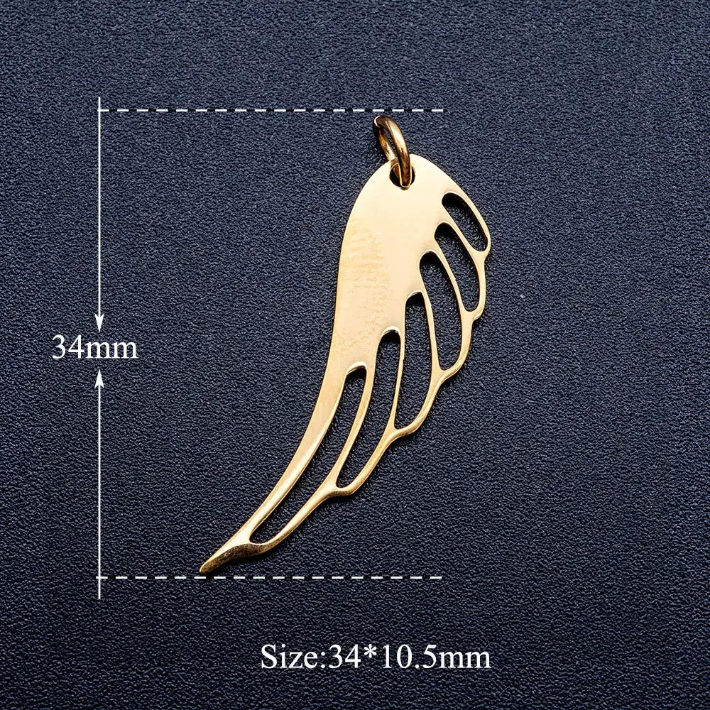 5pcs Angel Wing DIY Charms 316 Stainless Steel Jewelry Connectors JA344-2x5