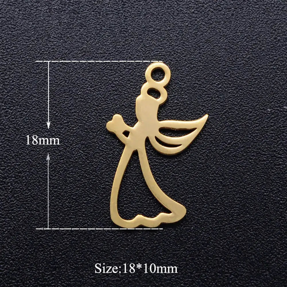 5pcs Angel Wing DIY Charms 316 Stainless Steel Jewelry Connectors JN312-2x5
