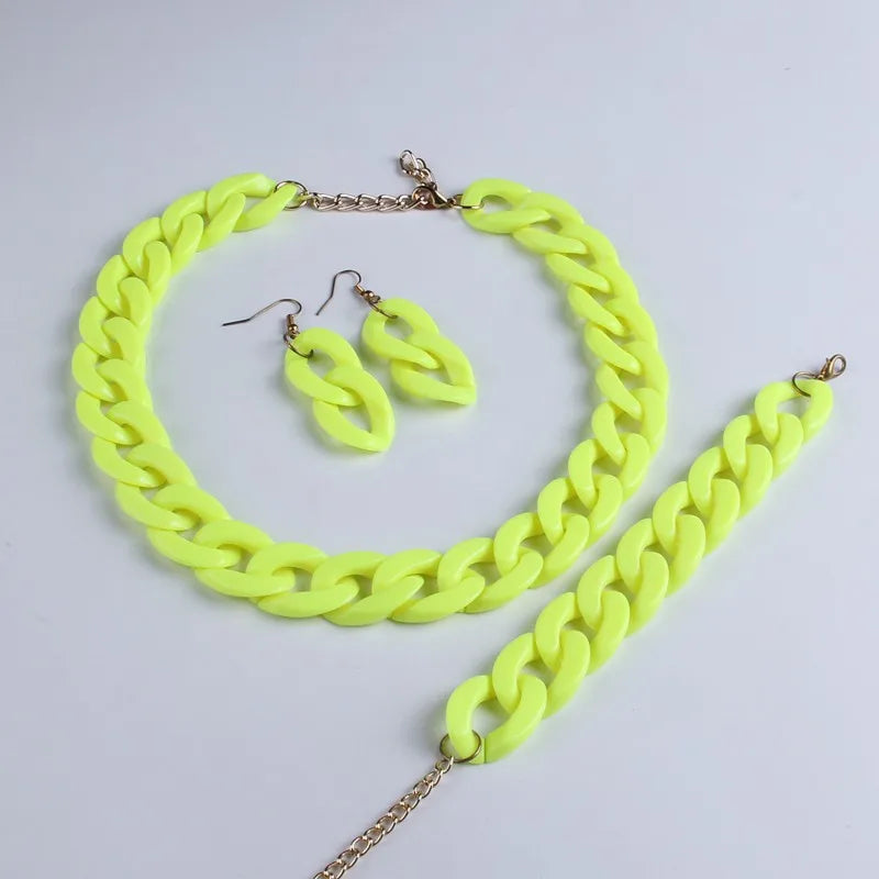 FishSheep Bohemian Candy Color Choker Necklace and Earrings Set for Women 2022 Fashion Jewelry