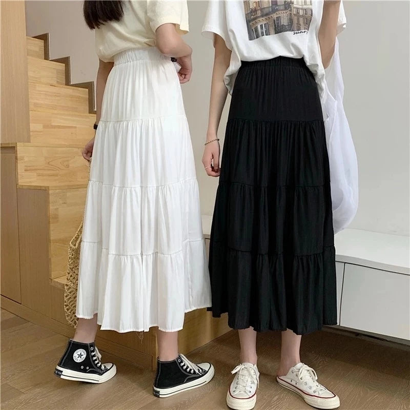 Spring Summer Women Chiffon Patchwork High Waist Skirt Chic