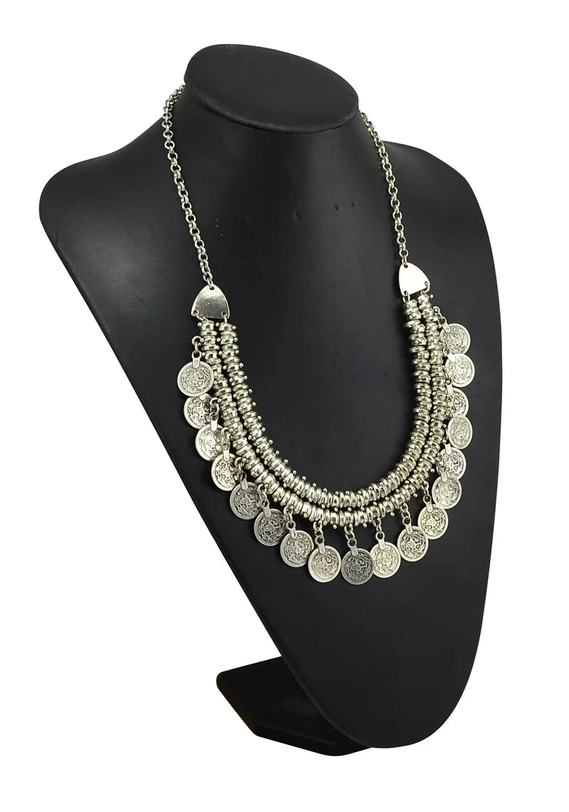 Indian Vintage Coin Tassel Choker Necklace for Women Ethnic Boho Jewelry Gift