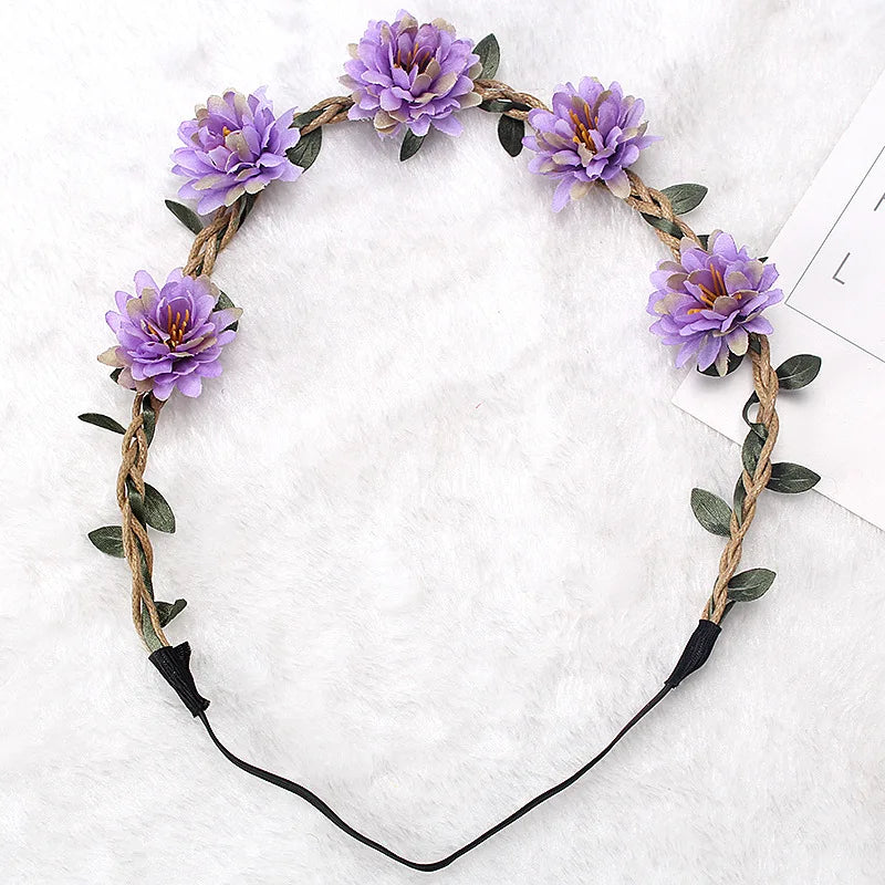Elegant Floral Wedding Headband Wreath for Women - Bride Flower Crown Party Hair Accessory