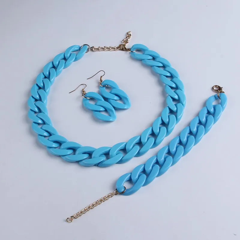 FishSheep Bohemian Candy Color Choker Necklace and Earrings Set for Women 2022 Fashion Jewelry