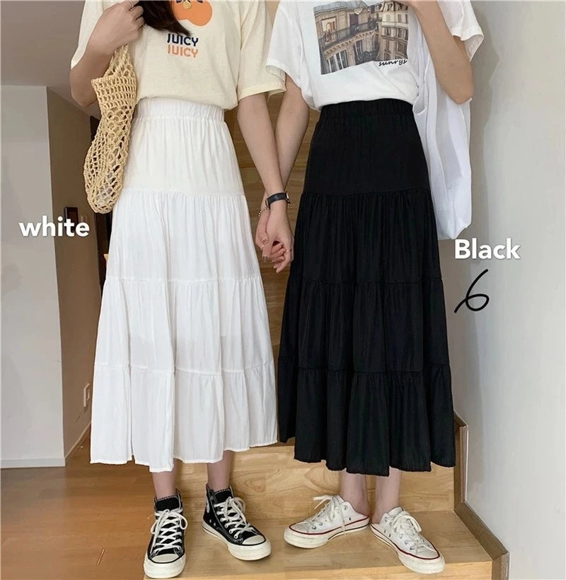 Spring Summer Women Chiffon Patchwork High Waist Skirt Chic