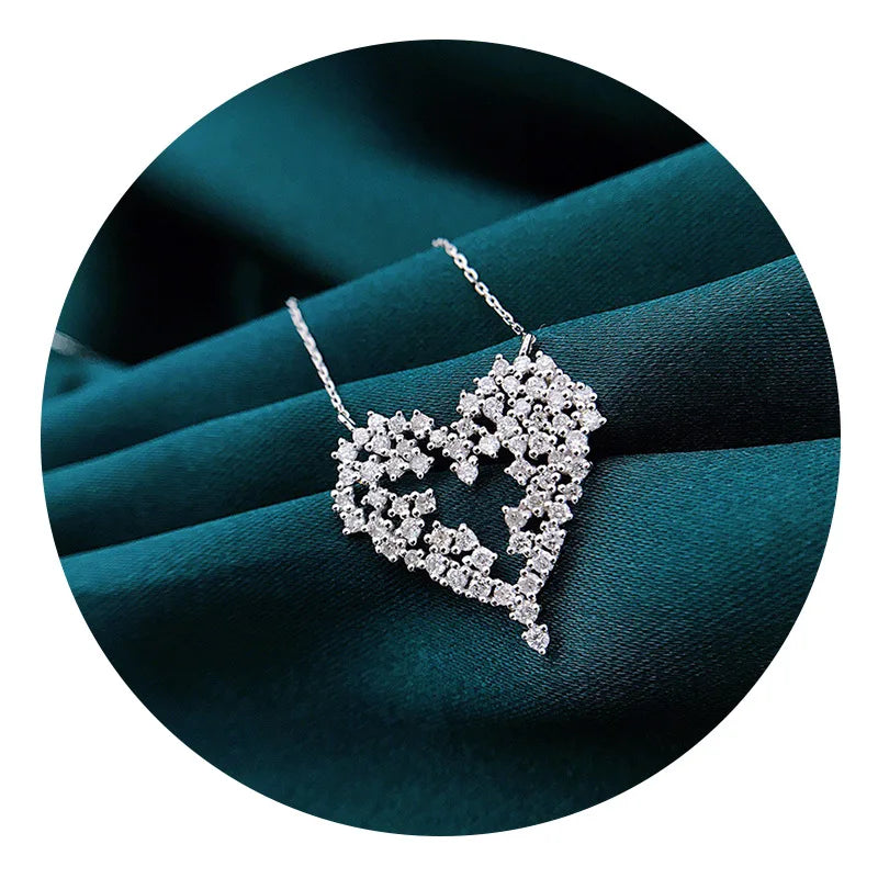 Huitan Love Pendant Necklace for Women with Sparkling Cubic Zirconia Heart Design