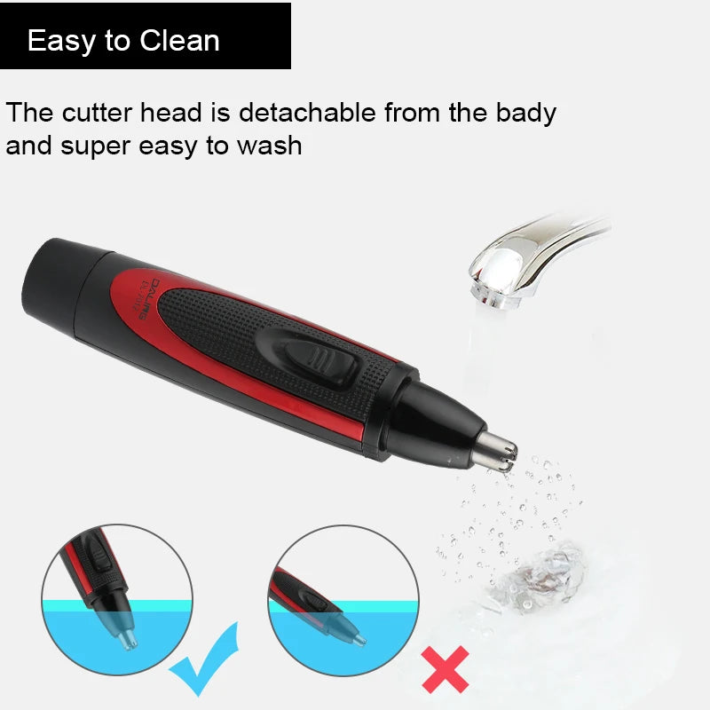 Men's Electric Nose and Ear Hair Trimmer with Battery Power for Effortless Grooming