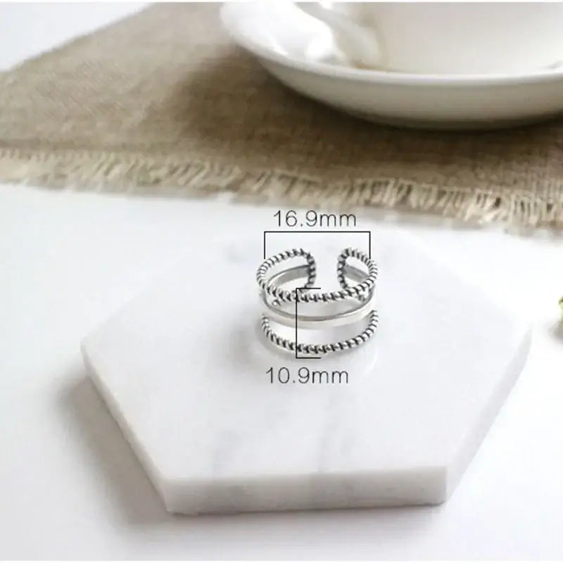 XIYANIKE Vintage Weaving Silver Party Rings for Women and Couples resizable