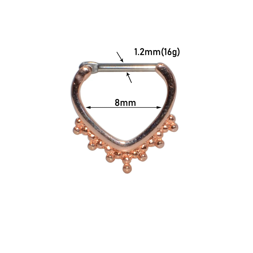 Surgical Steel Indian Nose Septum Ring with Crystal Gem for Women