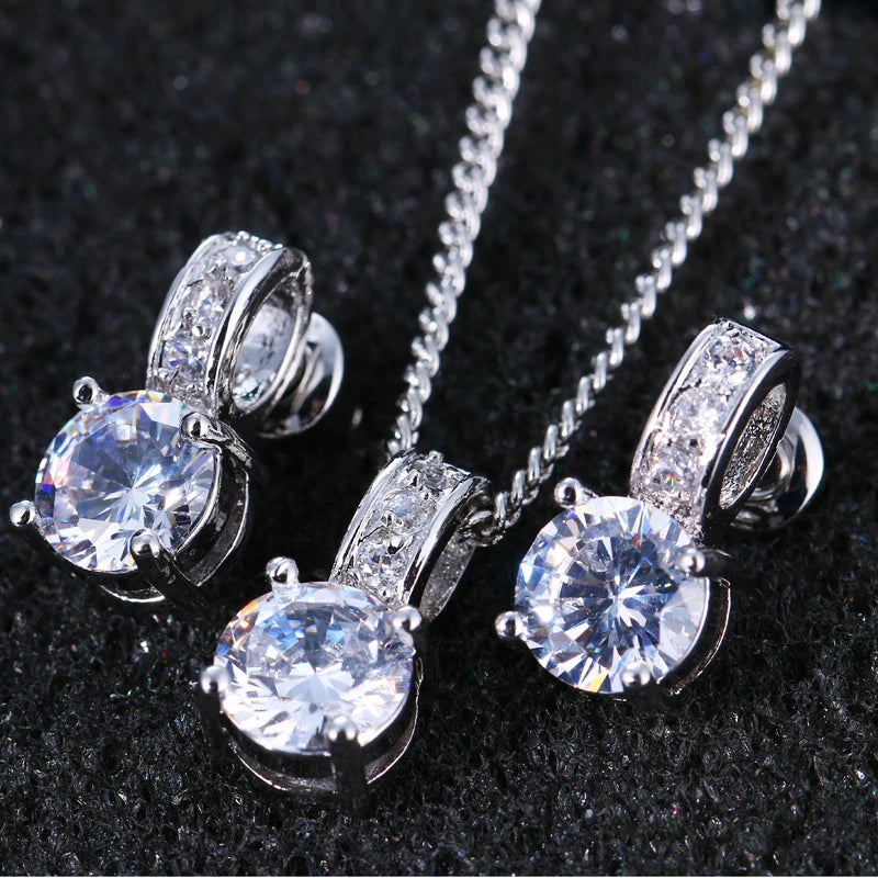 Emmaya Elegant Bridal Jewelry Set with Cubic Zirconia Earrings and Necklace for Women Perfect Gift for Parties and Anniversaries