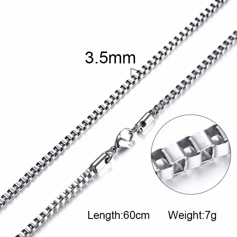 Vnox Tone Square Box Venetian Link Bar Chain Necklace NC-004