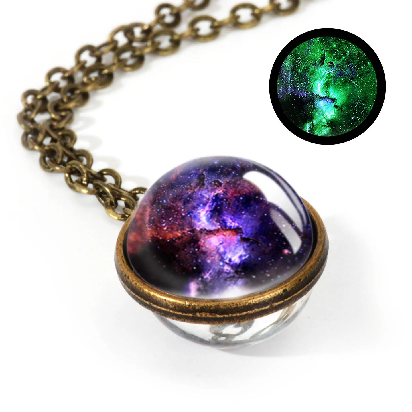Celestial Nebula Double Sided Pendant Necklace - Handmade Universe Art Jewelry for Women