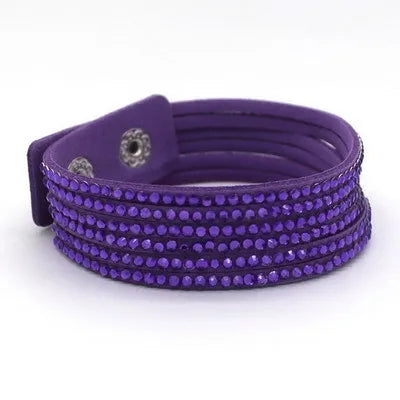 Elegant Purple Leather Bracelet for Women - Fashion Jewelry Gift with Classic Rolo Chain