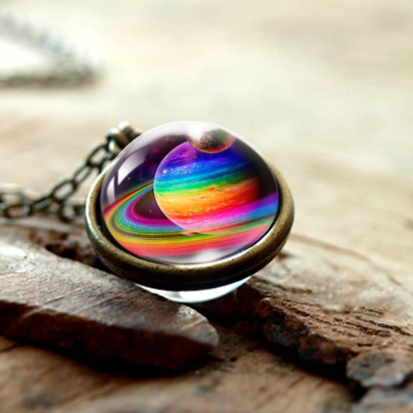 Celestial Nebula Double Sided Pendant Necklace - Handmade Universe Art Jewelry for Women
