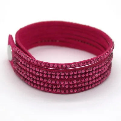 Elegant Purple Leather Bracelet for Women - Fashion Jewelry Gift with Classic Rolo Chain
