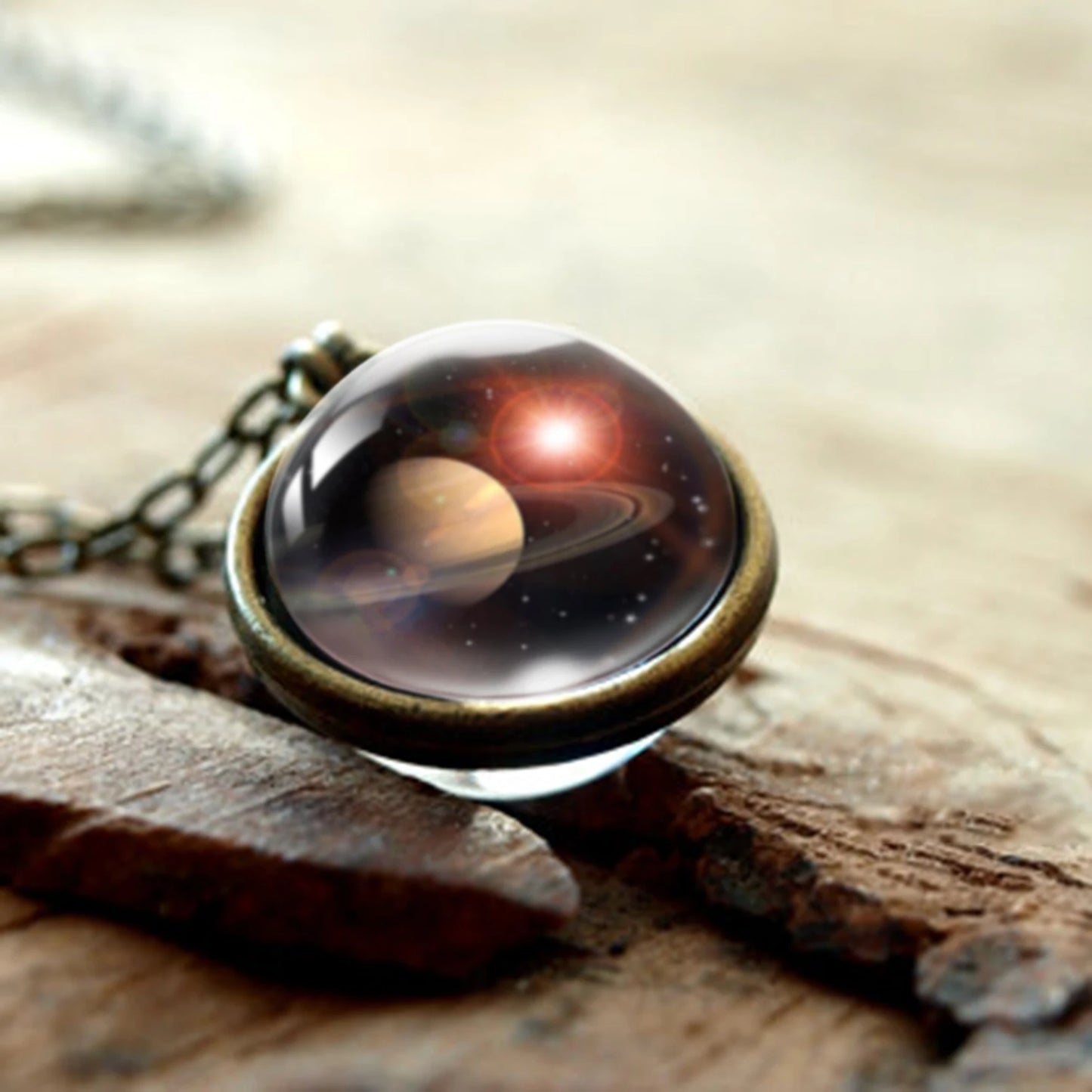 Celestial Nebula Double Sided Pendant Necklace - Handmade Universe Art Jewelry for Women
