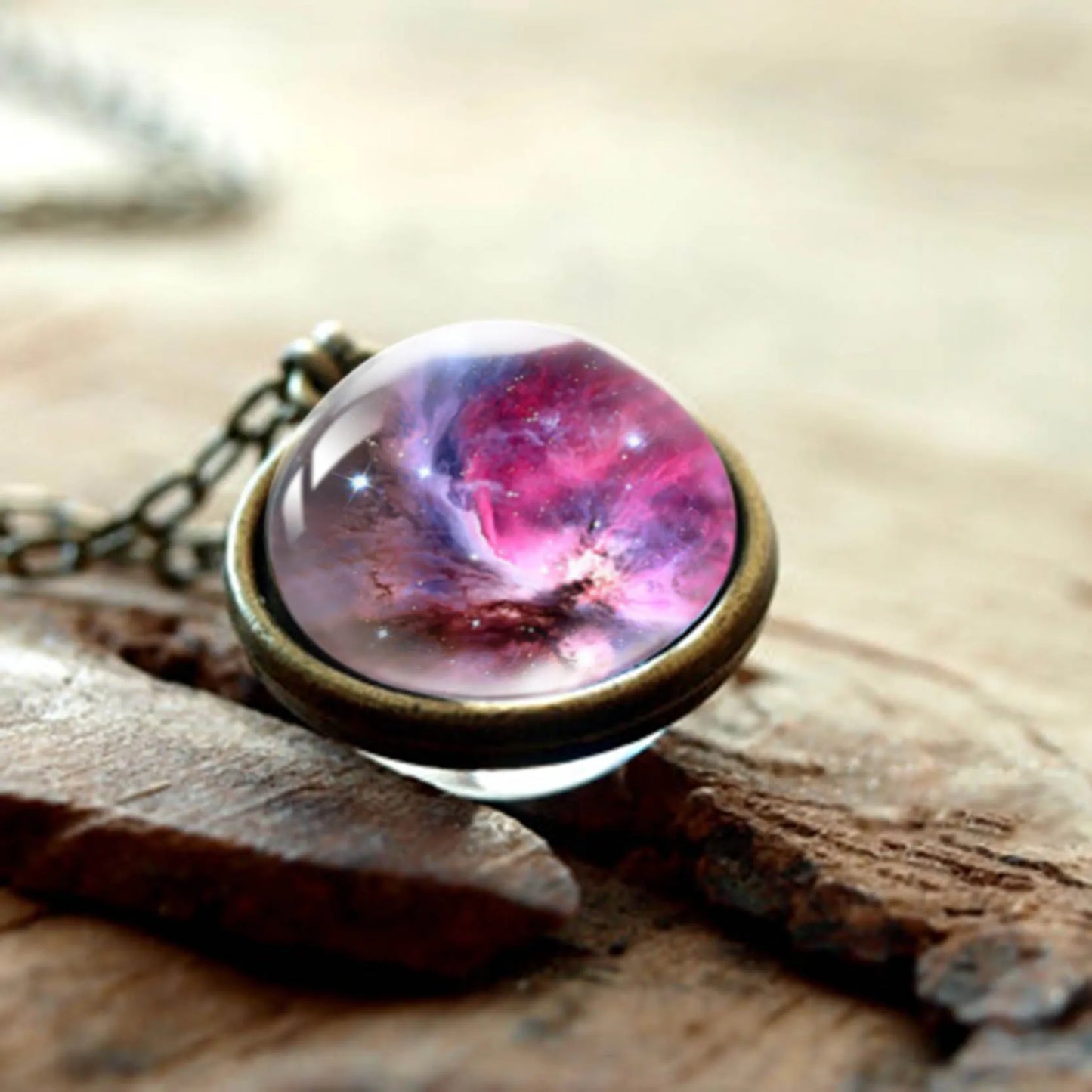 Celestial Nebula Double Sided Pendant Necklace - Handmade Universe Art Jewelry for Women