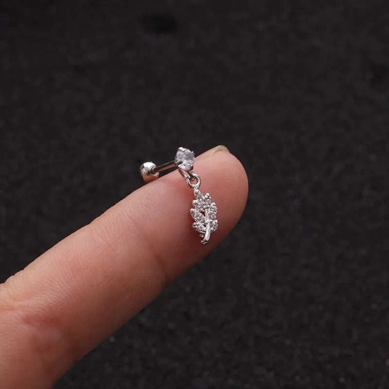 Enchanted Star Heart Moon Crystal Tragus Earrings Set Stainless Steel Helix Studs