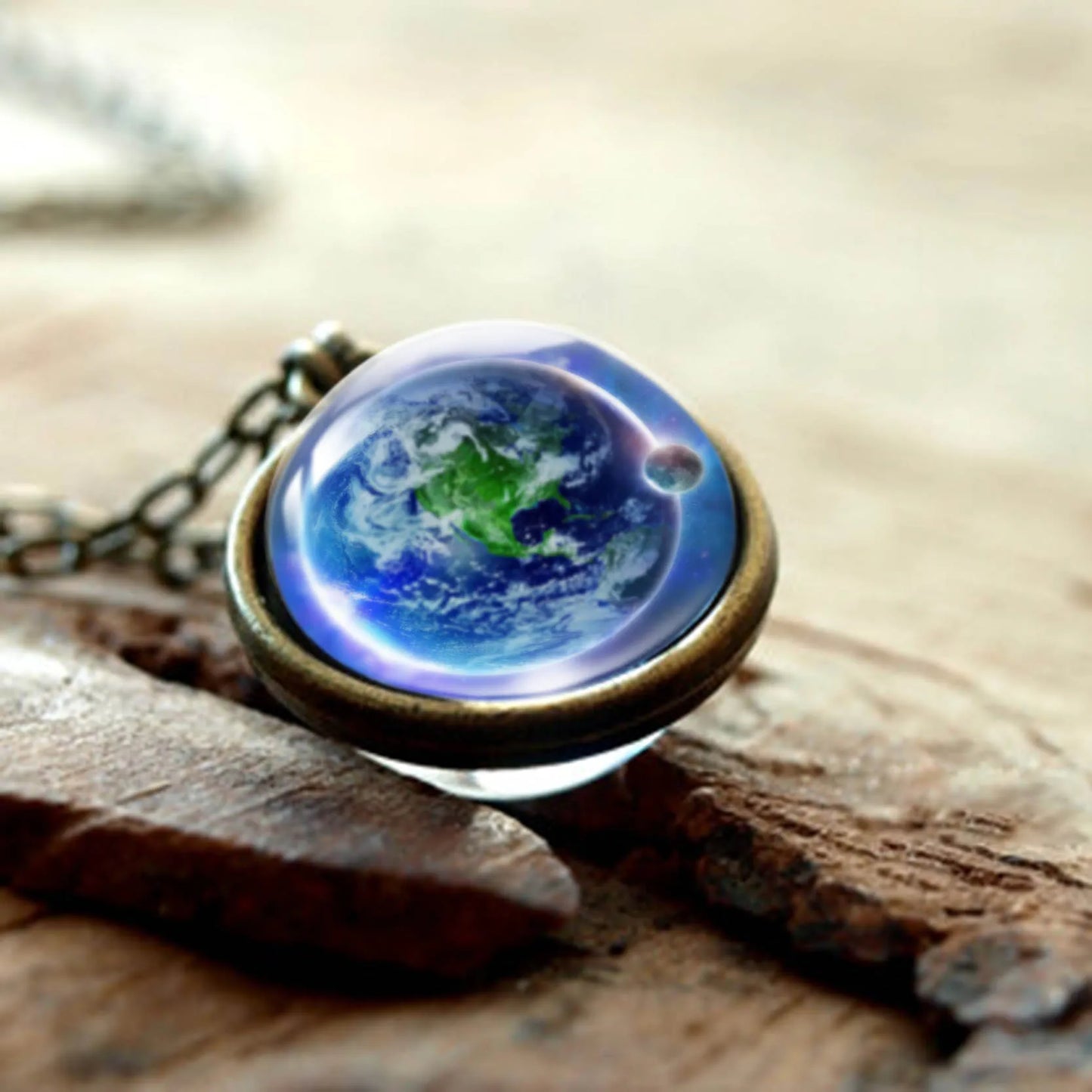 Celestial Nebula Double Sided Pendant Necklace - Handmade Universe Art Jewelry for Women