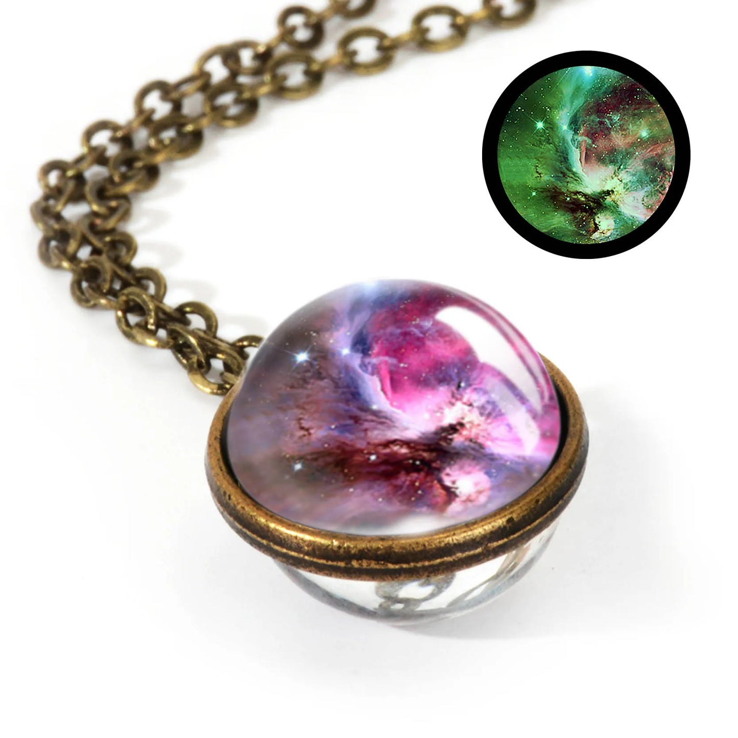 Celestial Nebula Double Sided Pendant Necklace - Handmade Universe Art Jewelry for Women
