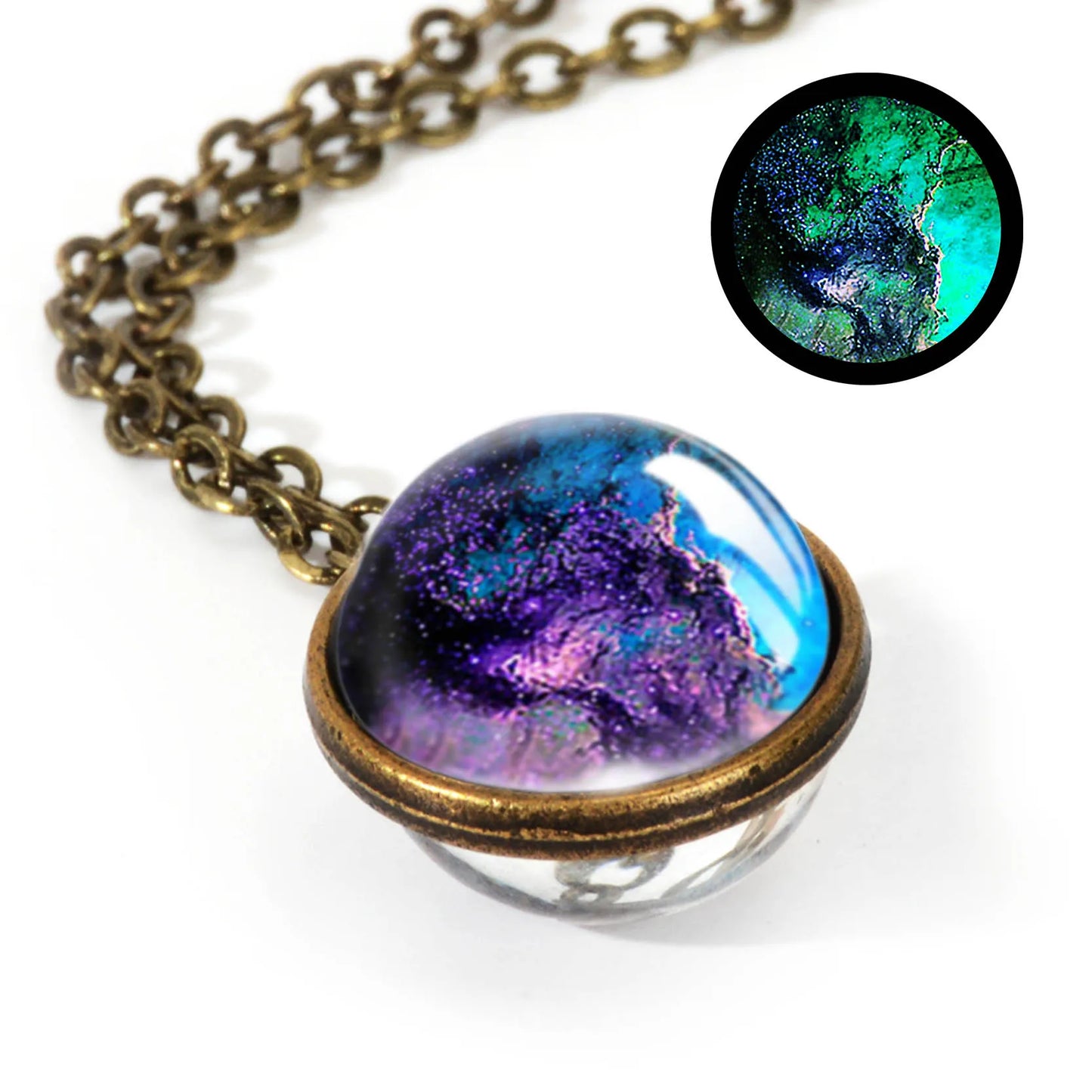 Celestial Nebula Double Sided Pendant Necklace - Handmade Universe Art Jewelry for Women