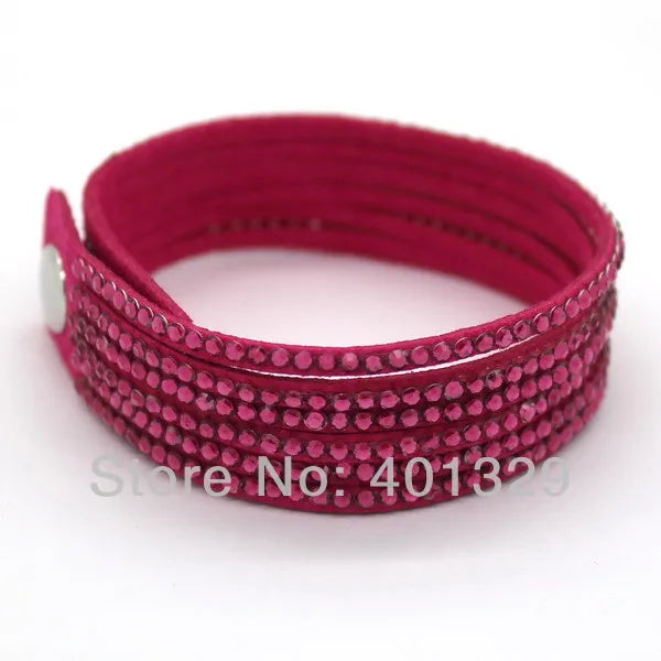 Elegant Purple Leather Bracelet for Women - Fashion Jewelry Gift with Classic Rolo Chain