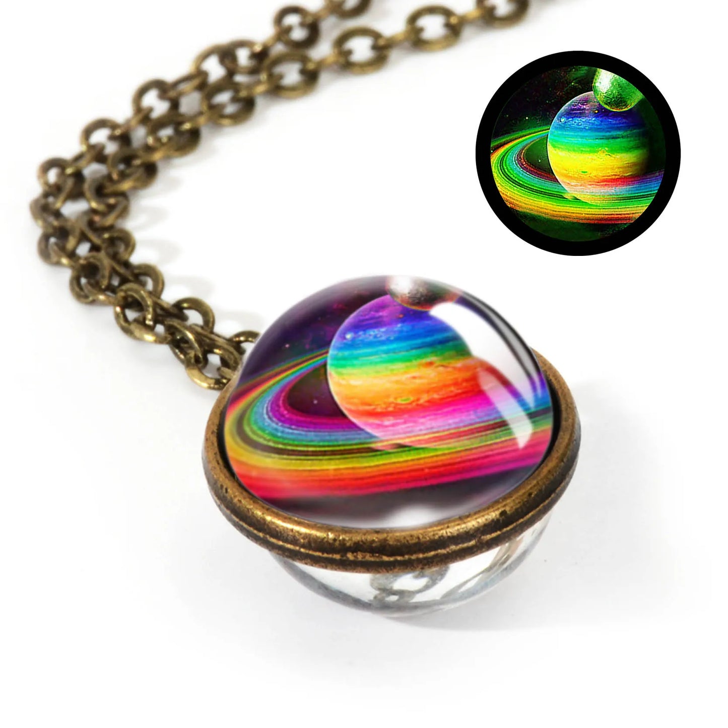 Celestial Nebula Double Sided Pendant Necklace - Handmade Universe Art Jewelry for Women