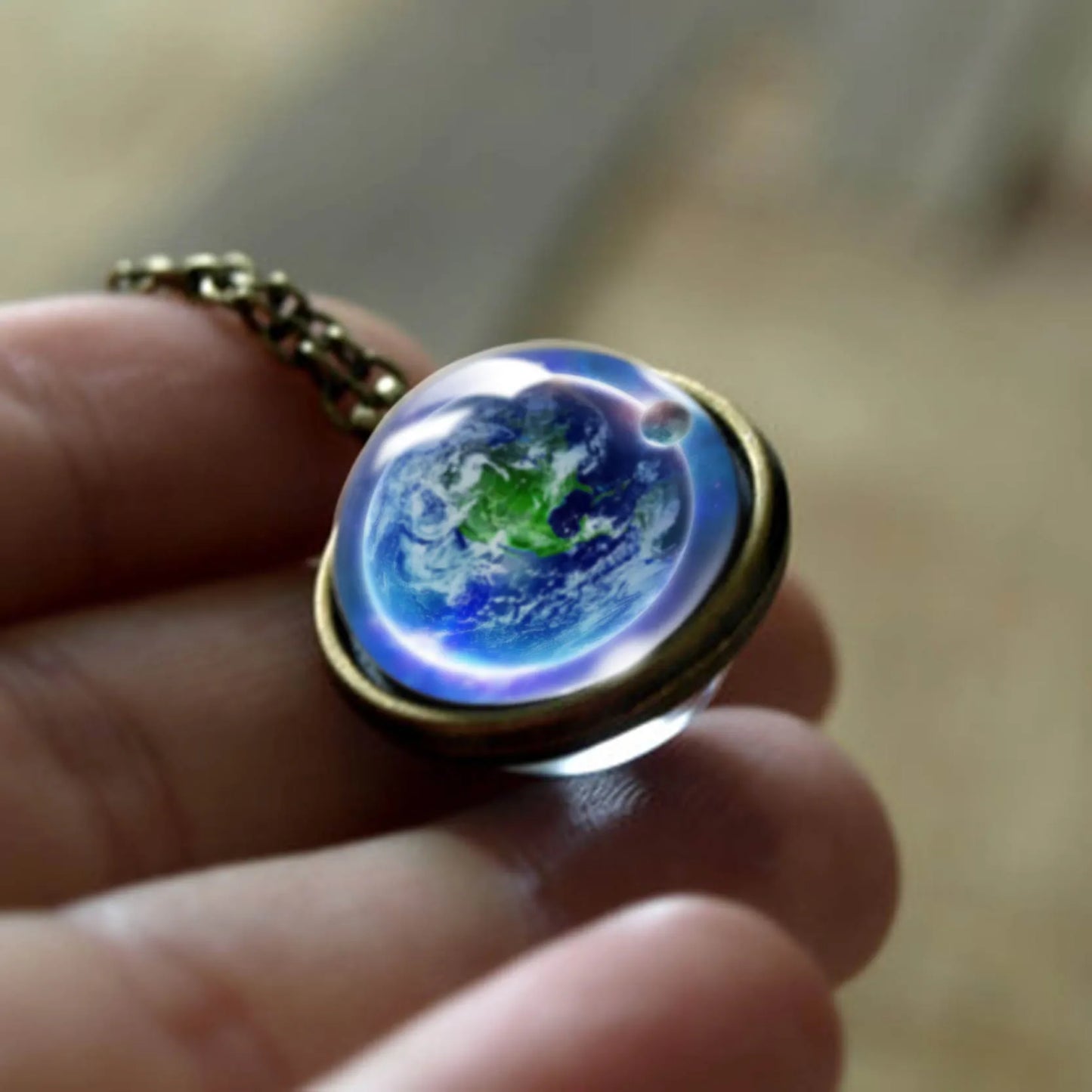 Celestial Nebula Double Sided Pendant Necklace - Handmade Universe Art Jewelry for Women