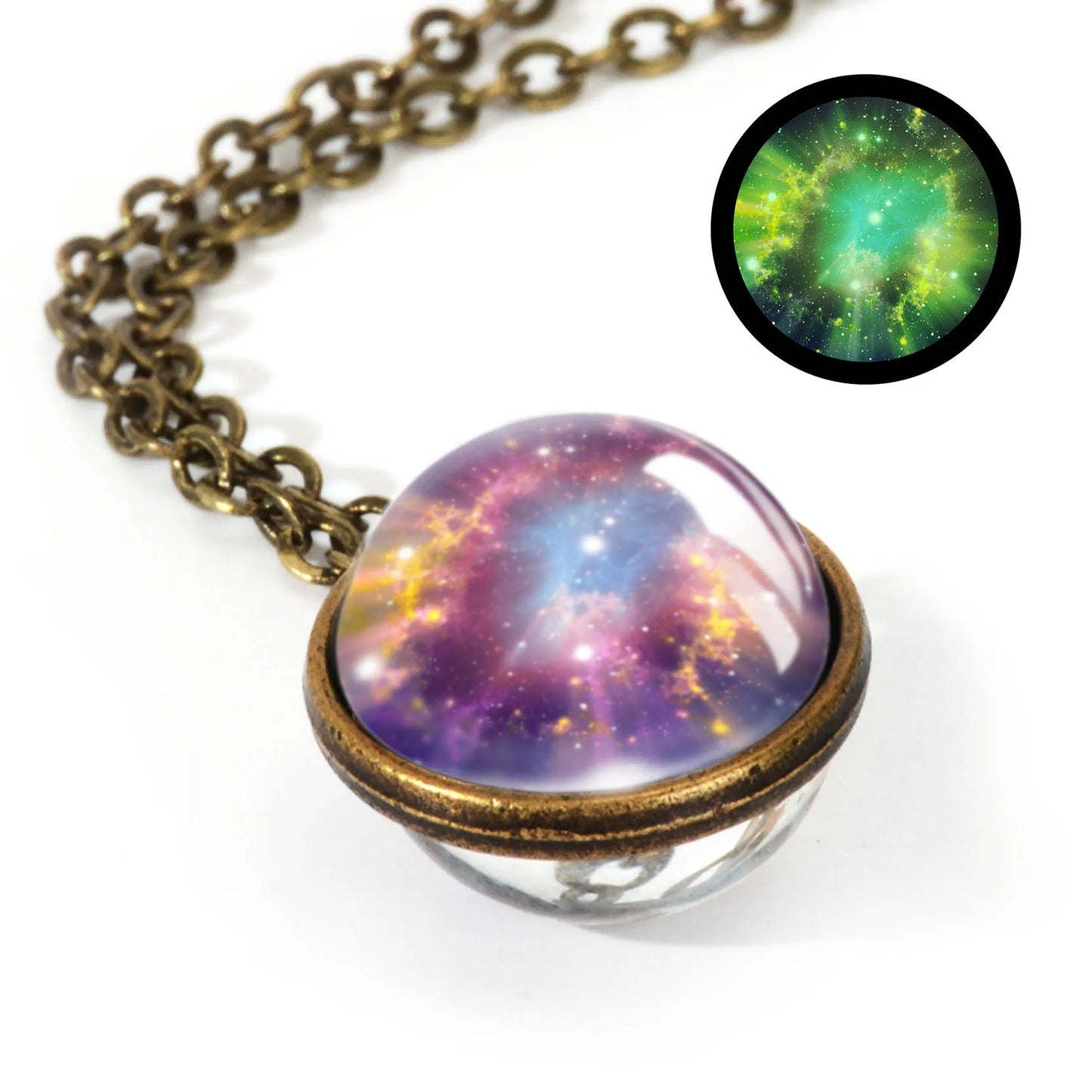 Celestial Nebula Double Sided Pendant Necklace - Handmade Universe Art Jewelry for Women