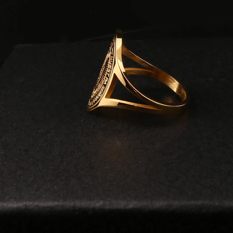 Vintage Virgin Mary Stainless Steel Rings for Women - 18k Gold Plated Wholesale Jewelry