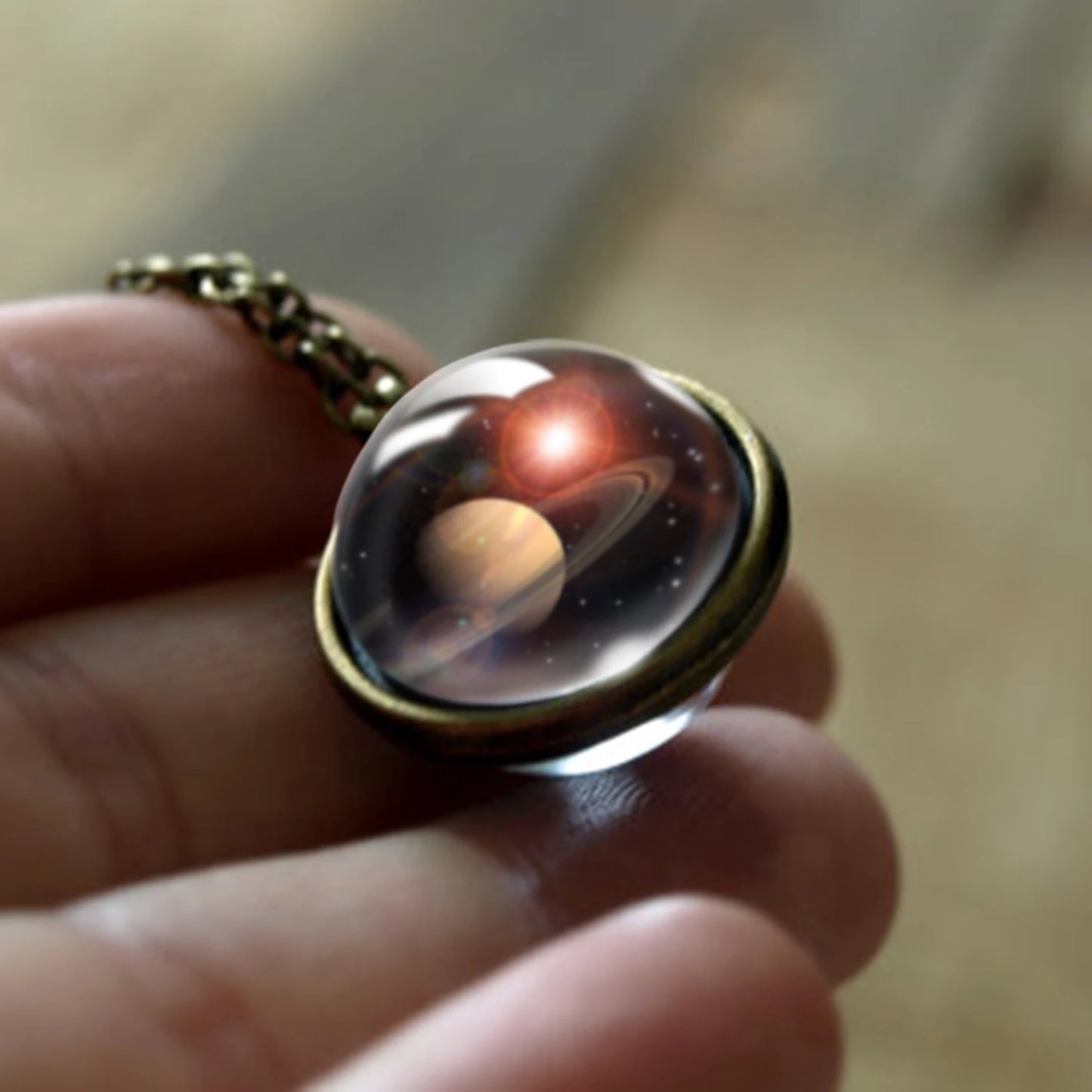 Celestial Nebula Double Sided Pendant Necklace - Handmade Universe Art Jewelry for Women