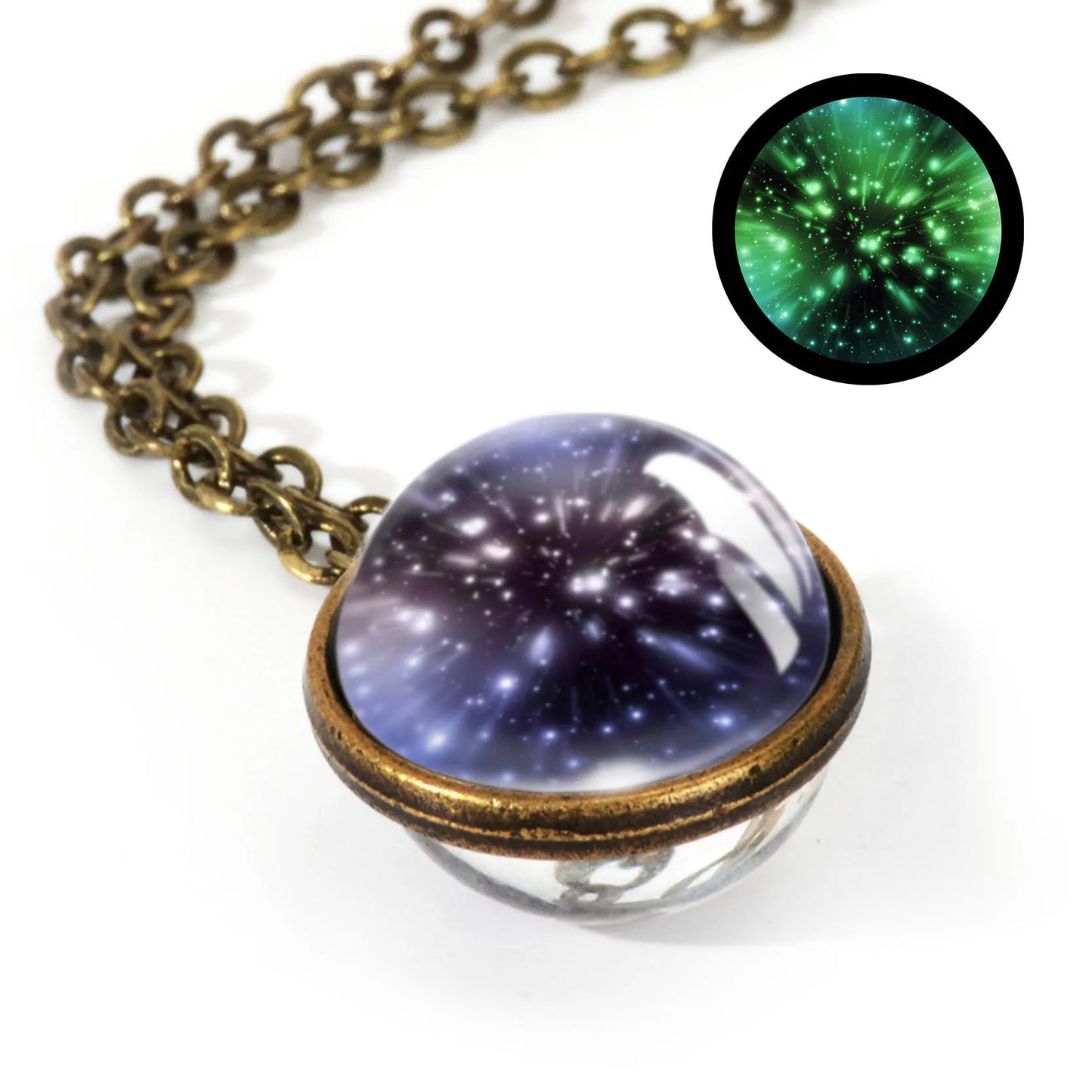 Celestial Nebula Double Sided Pendant Necklace - Handmade Universe Art Jewelry for Women