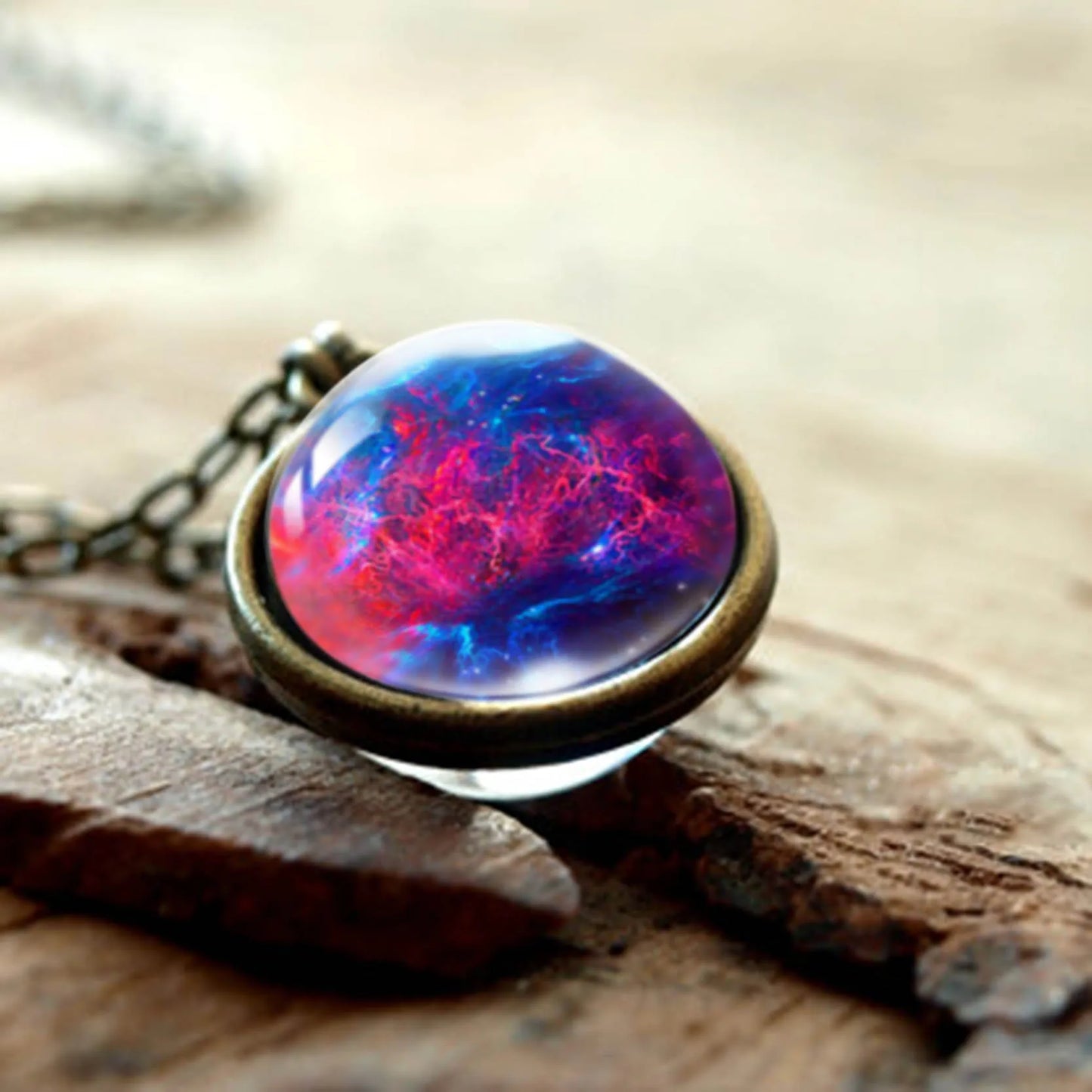Celestial Nebula Double Sided Pendant Necklace - Handmade Universe Art Jewelry for Women
