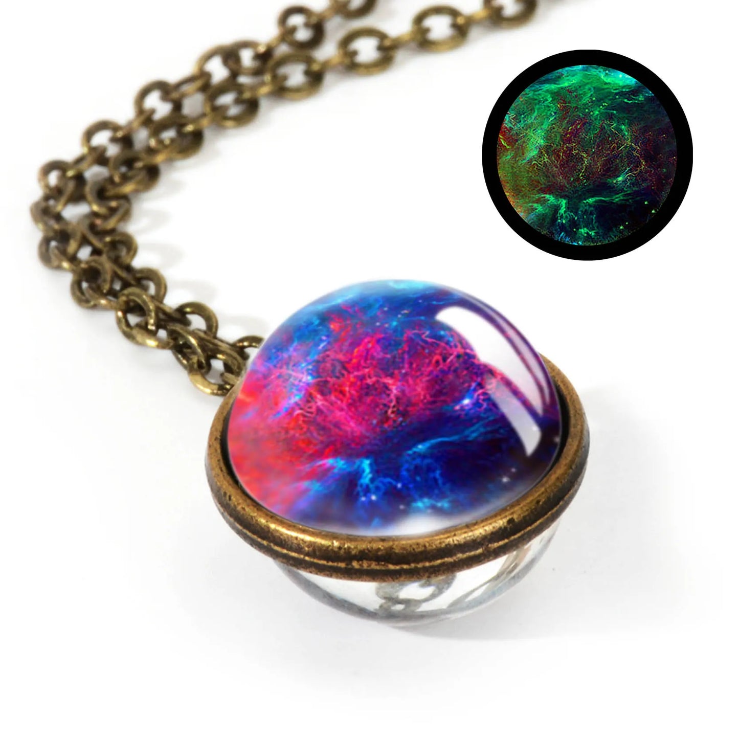 Celestial Nebula Double Sided Pendant Necklace - Handmade Universe Art Jewelry for Women