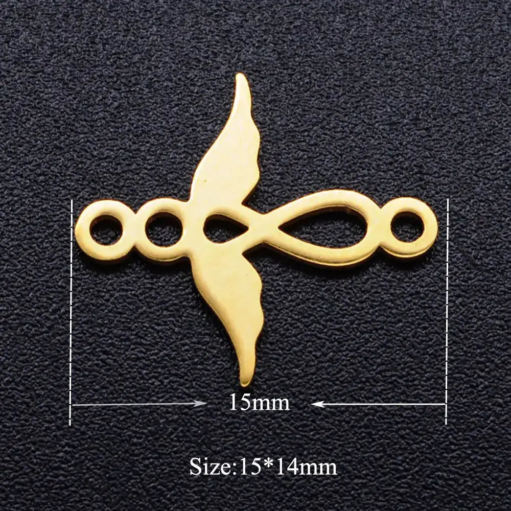 5pcs Angel Wing DIY Charms 316 Stainless Steel Jewelry Connectors JN332-2x5