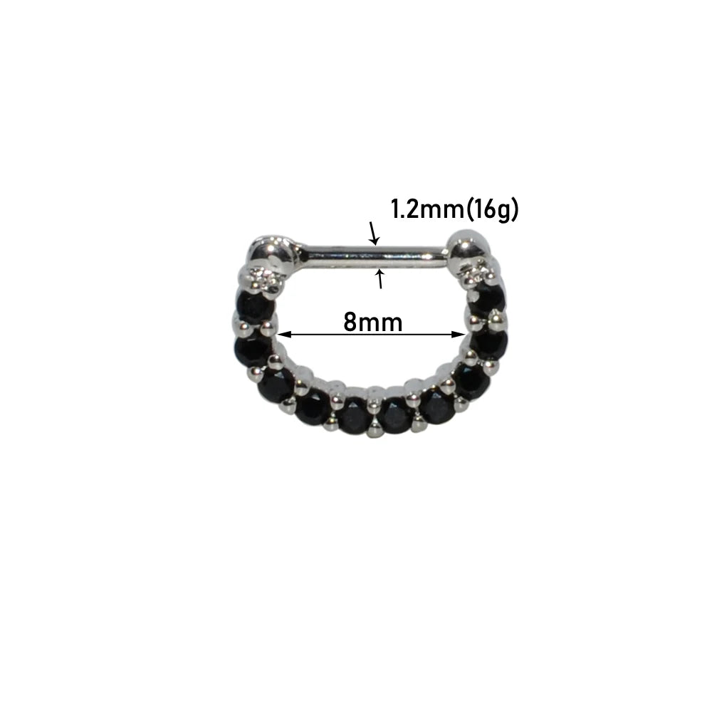 Surgical Steel Indian Nose Septum Ring with Crystal Gem for Women