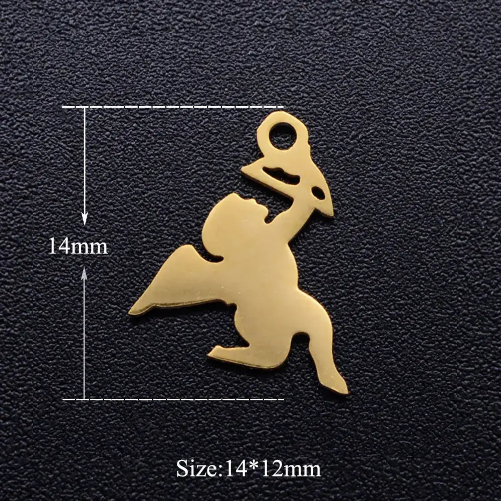 5pcs Angel Wing DIY Charms 316 Stainless Steel Jewelry Connectors JN315-2-12x5